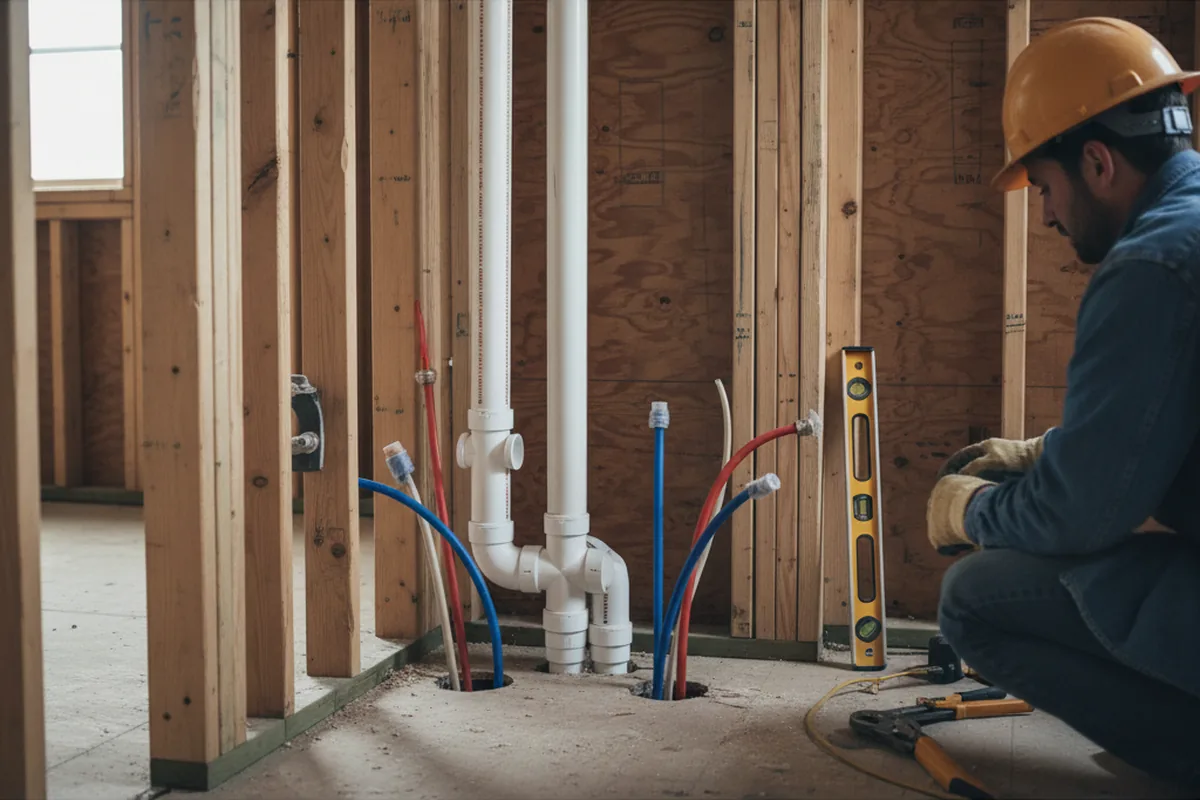 Drain and supply rough-in during Leak Detection in Maryknoll