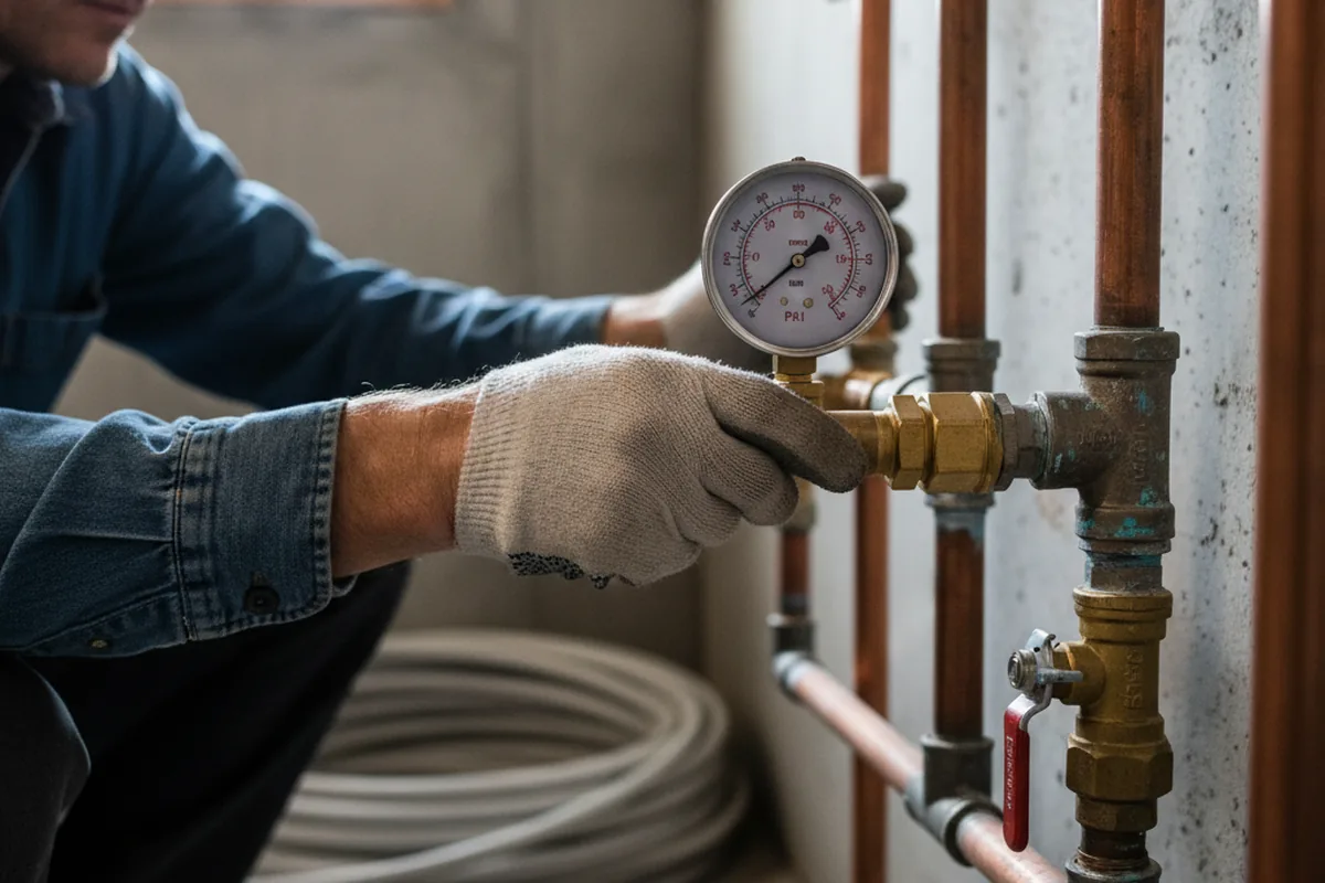 Pressure testing a repaired line during Water Line Repair in Maryknoll